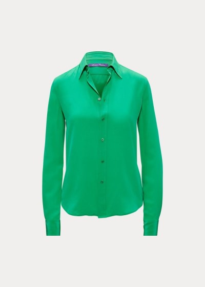 Camisa Ralph Lauren Mujer Verdes - Hailey Silk - OKNWU0342